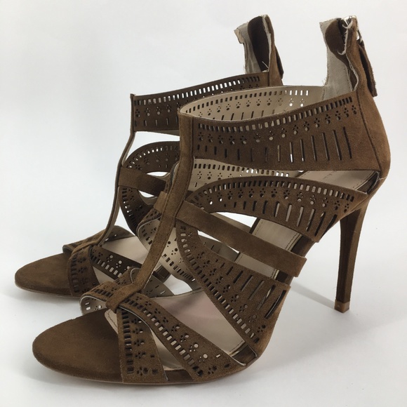 ZARA Brown Suede Caged Stiletto Sandal Size 9 - Picture 6 of 7